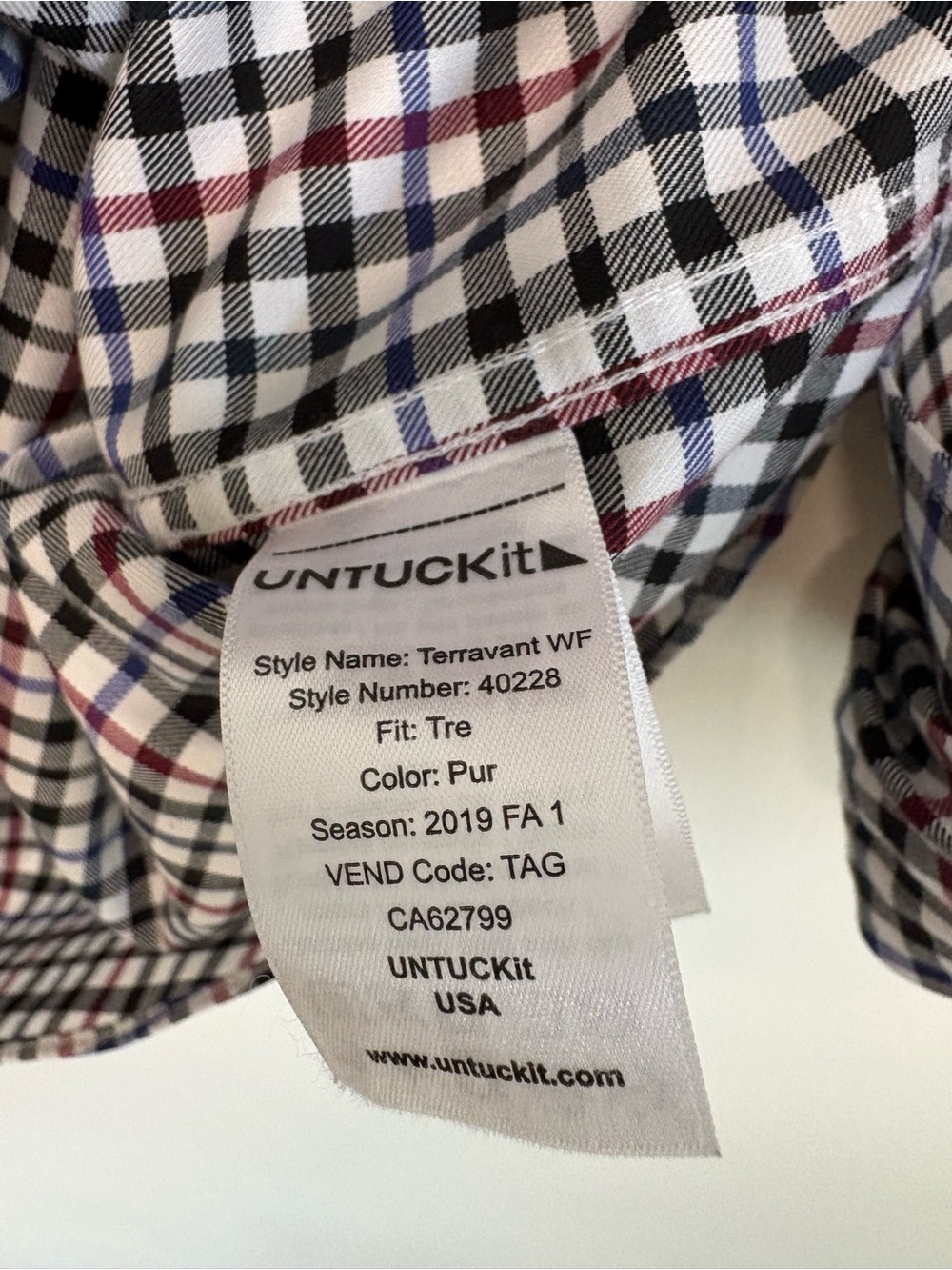 UNTUCKit Men's Black and Burgundy Plaid Cotton Button-Down Shirt Sz XXL Tall - Picture 4 of 7